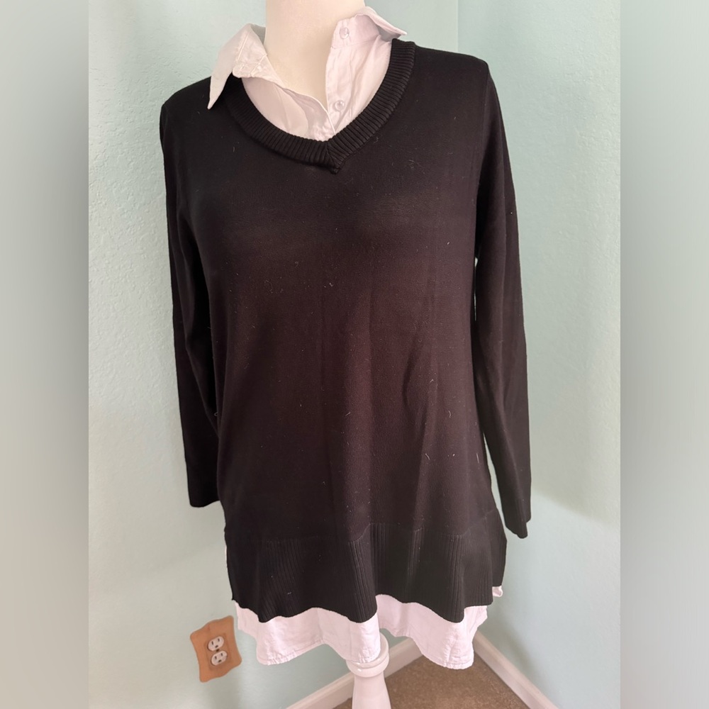 Cable and gauge tunic length sweater
